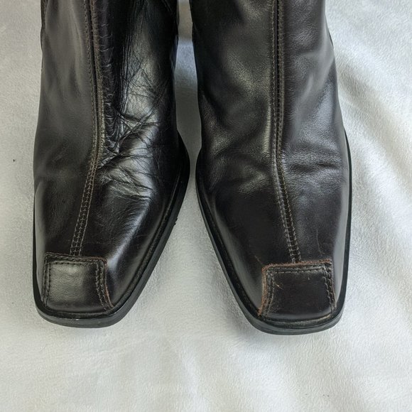 LUC BERJEN Rare Vintage Square Toe Boots Brown - Picture 8 of 11